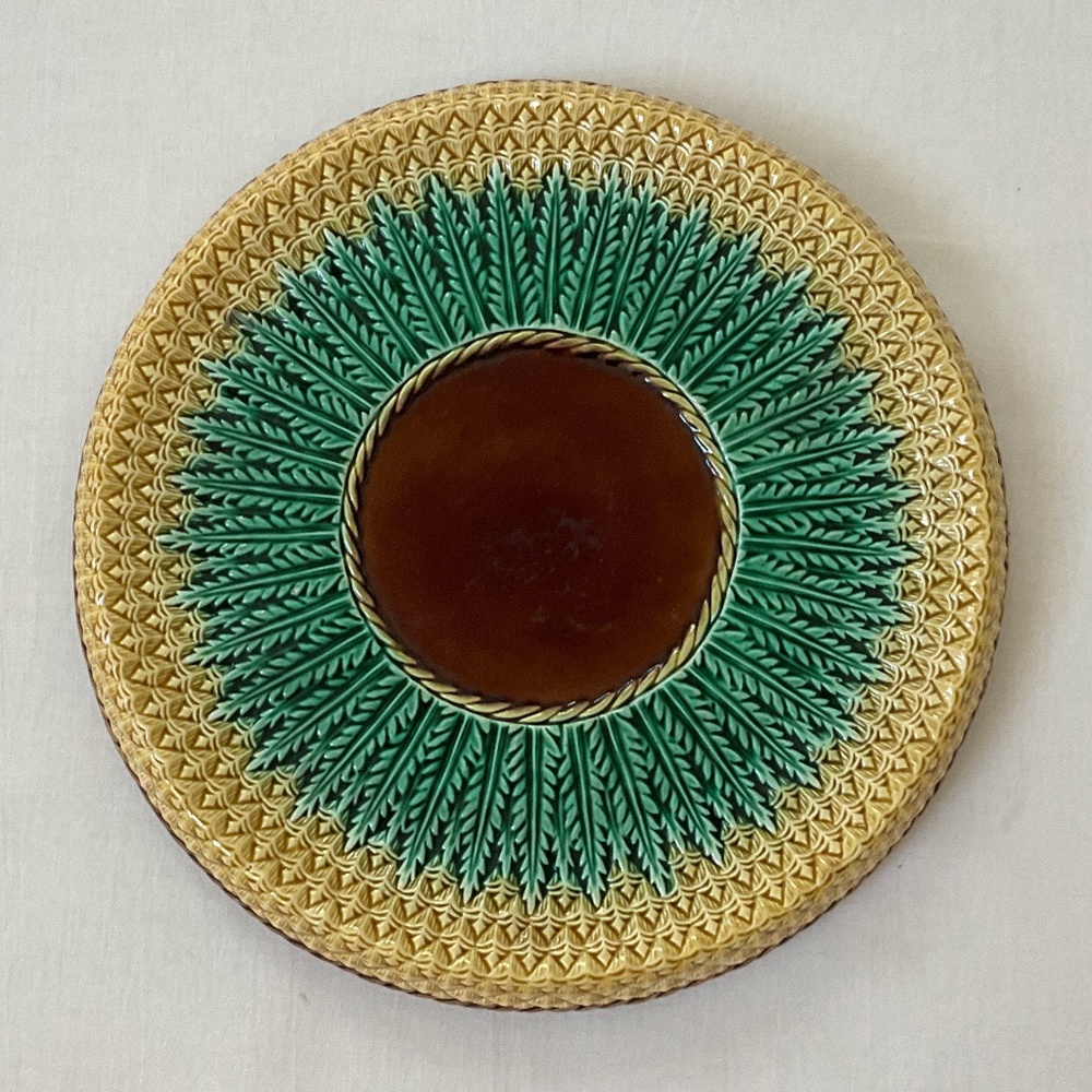 ANTIQUE English Majolica Pineapple Raised Platter Tray